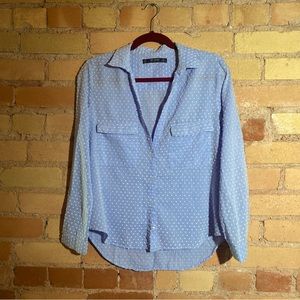 Zara textured polka dot button-down shirt